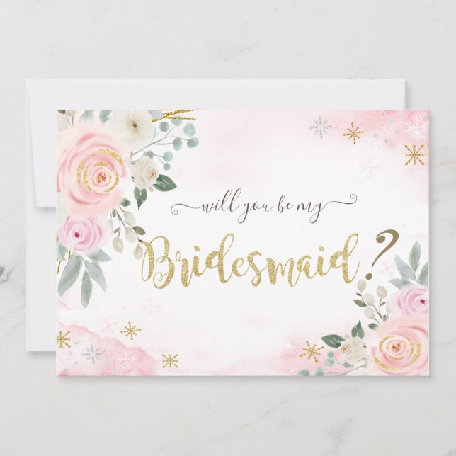 Invitación Moda Acuarela Flores De Nieve Novias De Novia (Anverso)