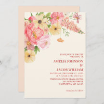 Moda Acuarela mantequilla floral Boda de melocotón