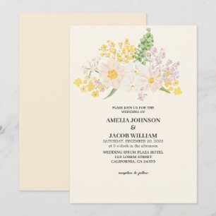 Invitación Moda Acuarela mantequilla floral Boda de melocotón