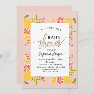 Invitación Moda acuarela Marco de trama cítrico Baby Shower