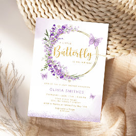 Invitación Moda acuarela Mariposa Morada Niña Ducha