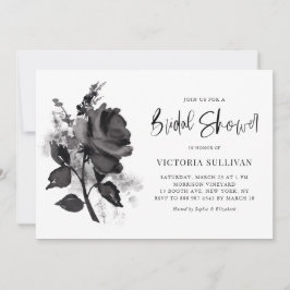 Invitación Moda acuarela moderna Rosa negro ducha de novia