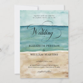 Invitación Moda acuarela Ocean Beach Sand Nautical Boda