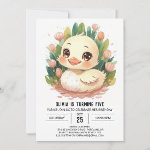 Invitación Moda acuarela Pato Cumpleaños