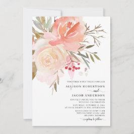 Invitación Moda acuarela Rubor Boda de flores rosadas