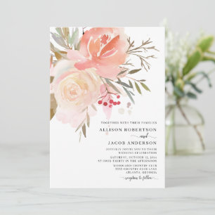 Invitación Moda acuarela Rubor Boda de flores rosadas