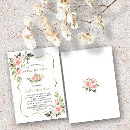 Invitación Moda acuarela Rubor Floral Gold Bridal Tea Fiesta