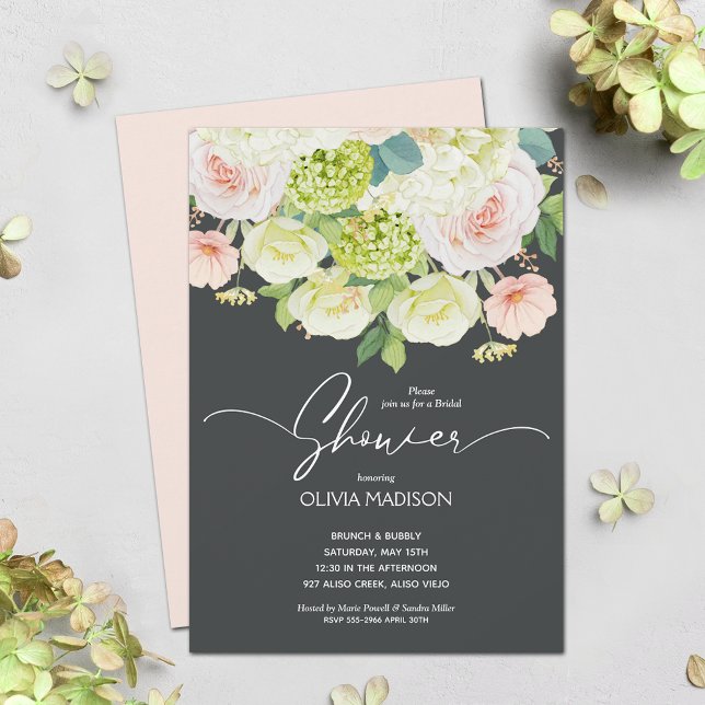 Invitación Moda acuarela Rubor Floral rosa ducha de novia (Subido por el creador)