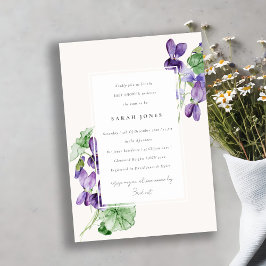 Invitación Moda acuarela Violeta Floral Baby Shower