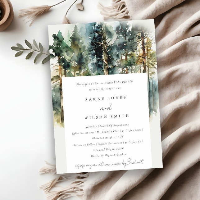 Invitación Moda acuarela Woodland Forest Ensayo Cena (Subido por el creador)