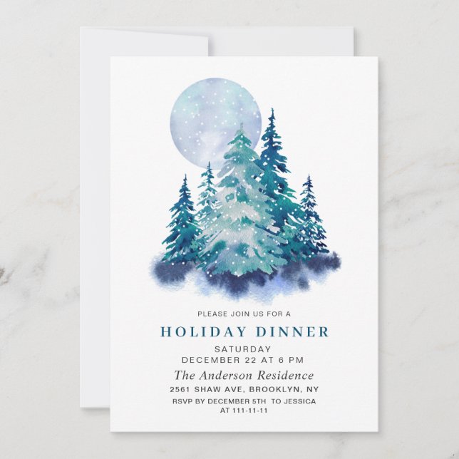 Invitación Moda acuática de pino Navidades CENA DE VACACIONES (Anverso)