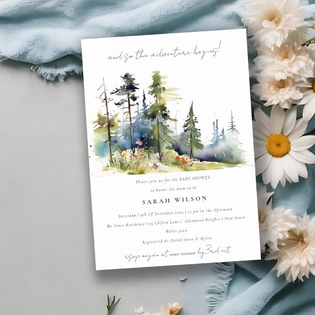 Invitación Moda Adventure Begin Pine Forest Baby Shower (Subido por el creador)
