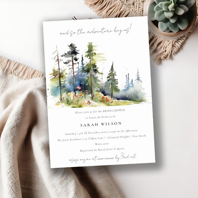 Invitación Moda Adventure Begin Pine Forest Bridal Shower (Subido por el creador)