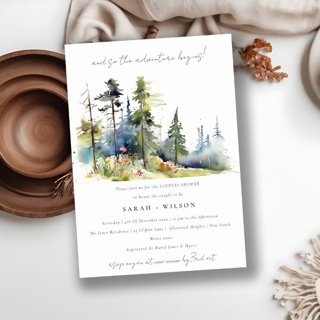 Invitación Moda Adventure Begin Pine Forest Couples Shower (Subido por el creador)