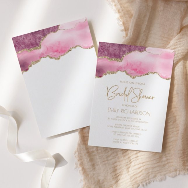 Invitación Moda Agate Geode Pink Gold Bridal Shower (Subido por el creador)