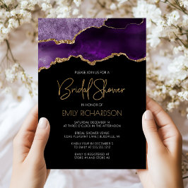 Invitación Moda Agate Geode Purple Gold Bridal Shower