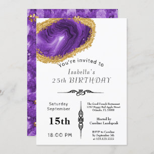 Invitación Moda Agate Oro morado dorado por cumpleaños