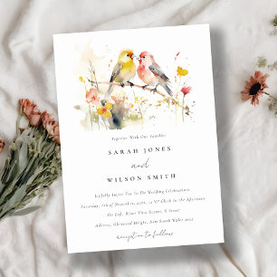 Invitación Moda Agua Botánica Salvaje Amor Aves Boda