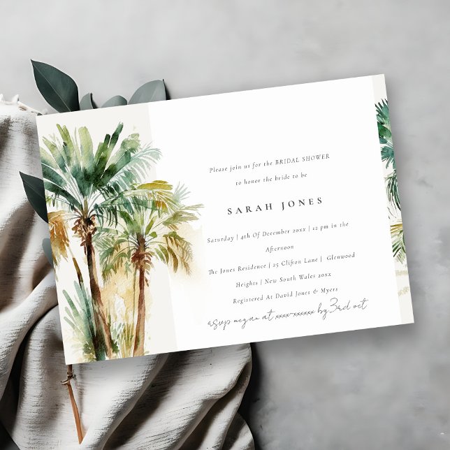 Invitación Moda Agua tropical Palm Trees Ducha Bridal (Subido por el creador)