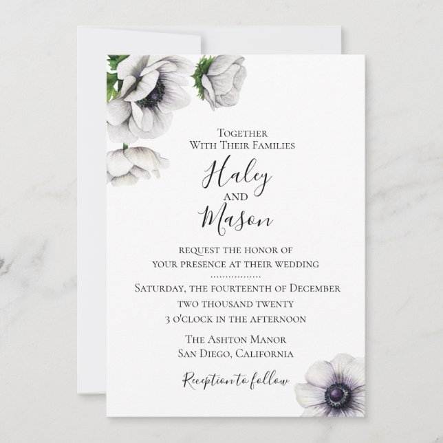 Invitación Moda Anemone Wedding Invitation (Anverso)