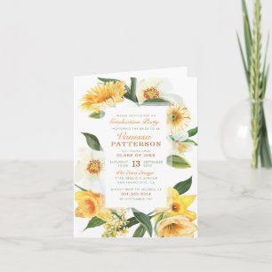 Invitación Moda Anémones Amarillos Primavera Hermosa Graduaci
