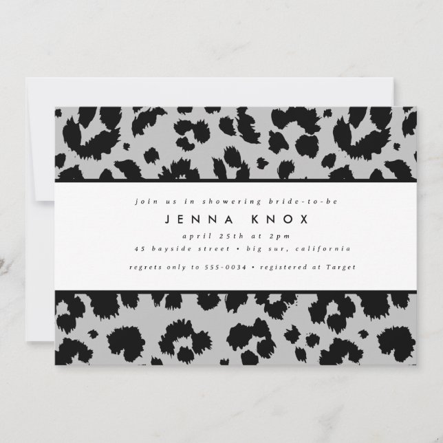 Invitación Moda Animal negro Imprimir leopardo Ducha de novia (Anverso)