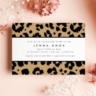 Invitación Moda Animal negro Imprimir leopardo Ducha de novia
