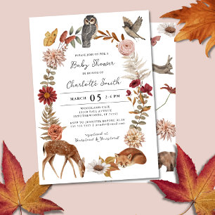 Invitación Moda Animales forestales de Woodland Baby Shower n