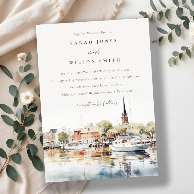 Invitación Moda Annapolis Maryland Watercolor Boda (Subido por el creador)