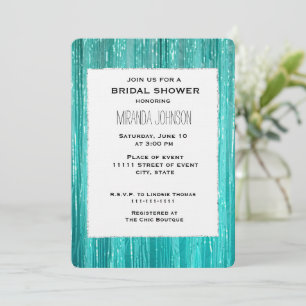 Invitación Moda Aqua Mint Tinsel Stripes Bridal Shower
