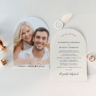 Invitación Moda Arch Foto Crema Boda Recepción