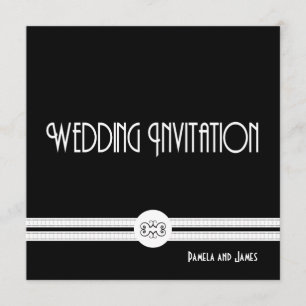 Invitación Moda Art Deco Noir Boda formal blanco y negro