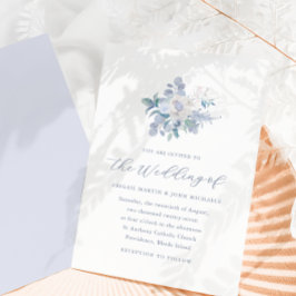 Invitación Moda Azul Airy Watercolor Floral Foto