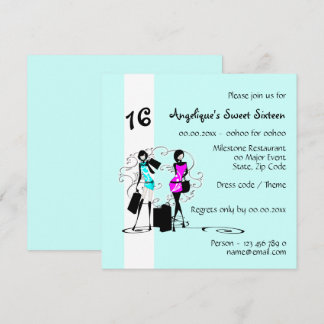 Invitación Moda azul del modelo de moda del dulce dieciséis