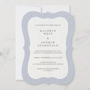 Invitación Moda Azul púrpura Japonés Seigaiha Waves Boda