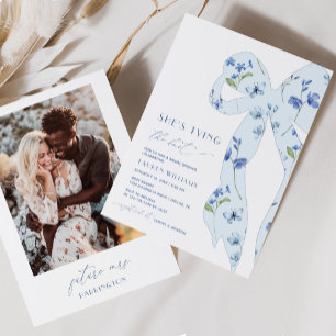 Invitación Moda azul turbulento atando la ducha de novia foto