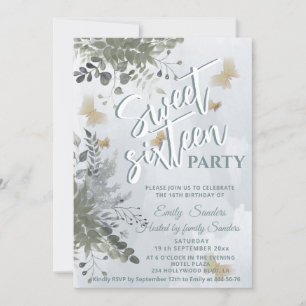 Invitación Moda azul turquesa color de agua verde eucalipto