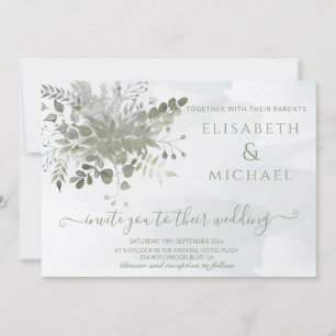 Invitación Moda azul turquesa color de agua verde eucalipto