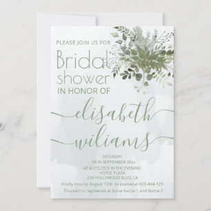 Invitación Moda azul turquesa color de agua verde eucalipto