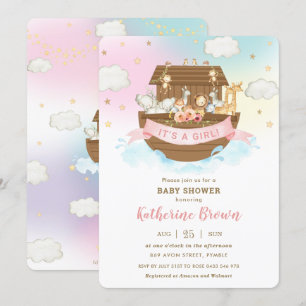 Invitación Moda: Baby Shower, el Chica de Animales de la Cuta