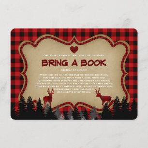 Invitación Moda Baby Shower Plaid Lumberjack Bring a Book