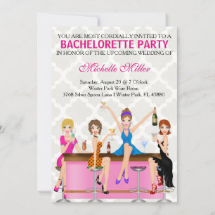 Invitación Moda Bachelorette Bash Personalizado Invtiation