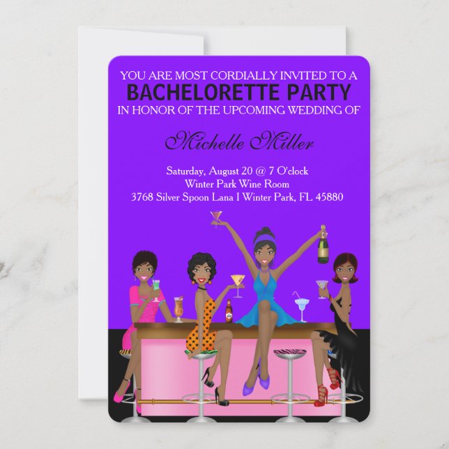 Invitación Moda Bachelorette Bash Personalizado Invtiation (Anverso)