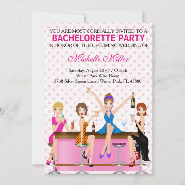 Invitación Moda Bachelorette Bash Personalizado Invtición (Anverso)