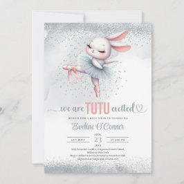Invitación Moda bailarina de conejo de tatuaje plateado y ros