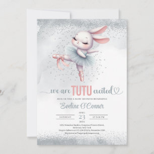 Invitación Moda bailarina de conejo de tatuaje plateado y ros