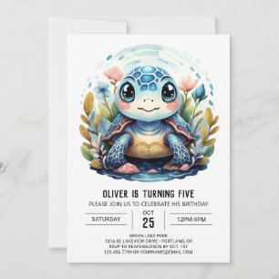 Invitación Moda bajo el mar Turtle Azul