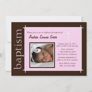 Invitación Moda Bautismo Foto Invitada [rosa]