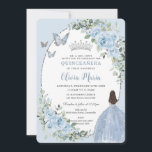 Invitación Moda Bebé Floral Azul Princesa Plata Quinceañera<br><div class="desc">Personalice esta invitación suave de 16 cumpleaños de color azul quinceañera / dulce invitación fácil y rápidamente. Simplemente haga clic en el botón personalizar para editar los textos, cambiar las fuentes y los colores de las fuentes. Con flores azul pastel para bebés, delicada vegetación y un chica vestido con un...</div>