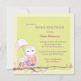 Invitación Moda Bebé Lechuza Verde Baby Shower